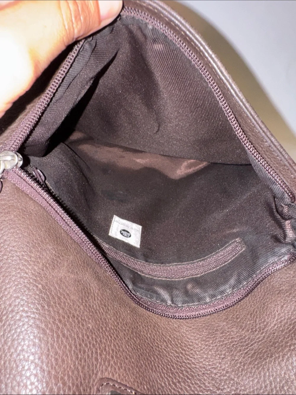 The Sak Vintage Brown Pebbled Leather Tear Drop Sling Bag Backpack